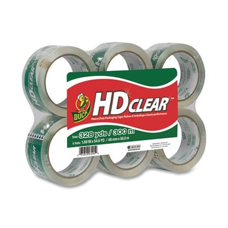 Henkel Duck, HEAVY-DUTY CARTON PACKAGING TAPE, 3in CORE, 1.88in X 55 YDS, CLEAR, 6PK CS556PK
